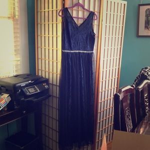 Navy lace long dress size M